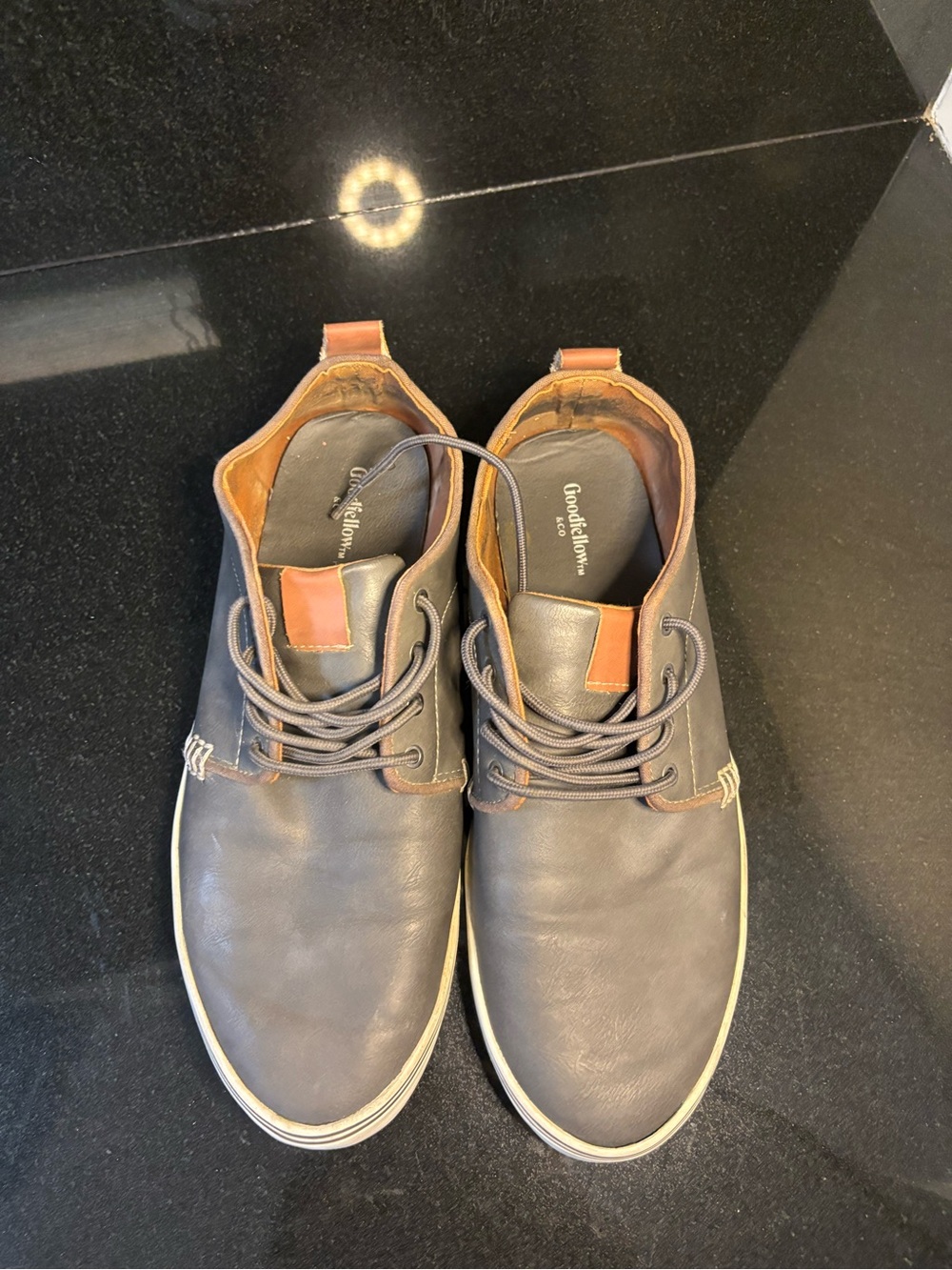 Goodfellow & Co Men's Dark Brown Chukka-Style Lace-Up Boots with Tan Accents